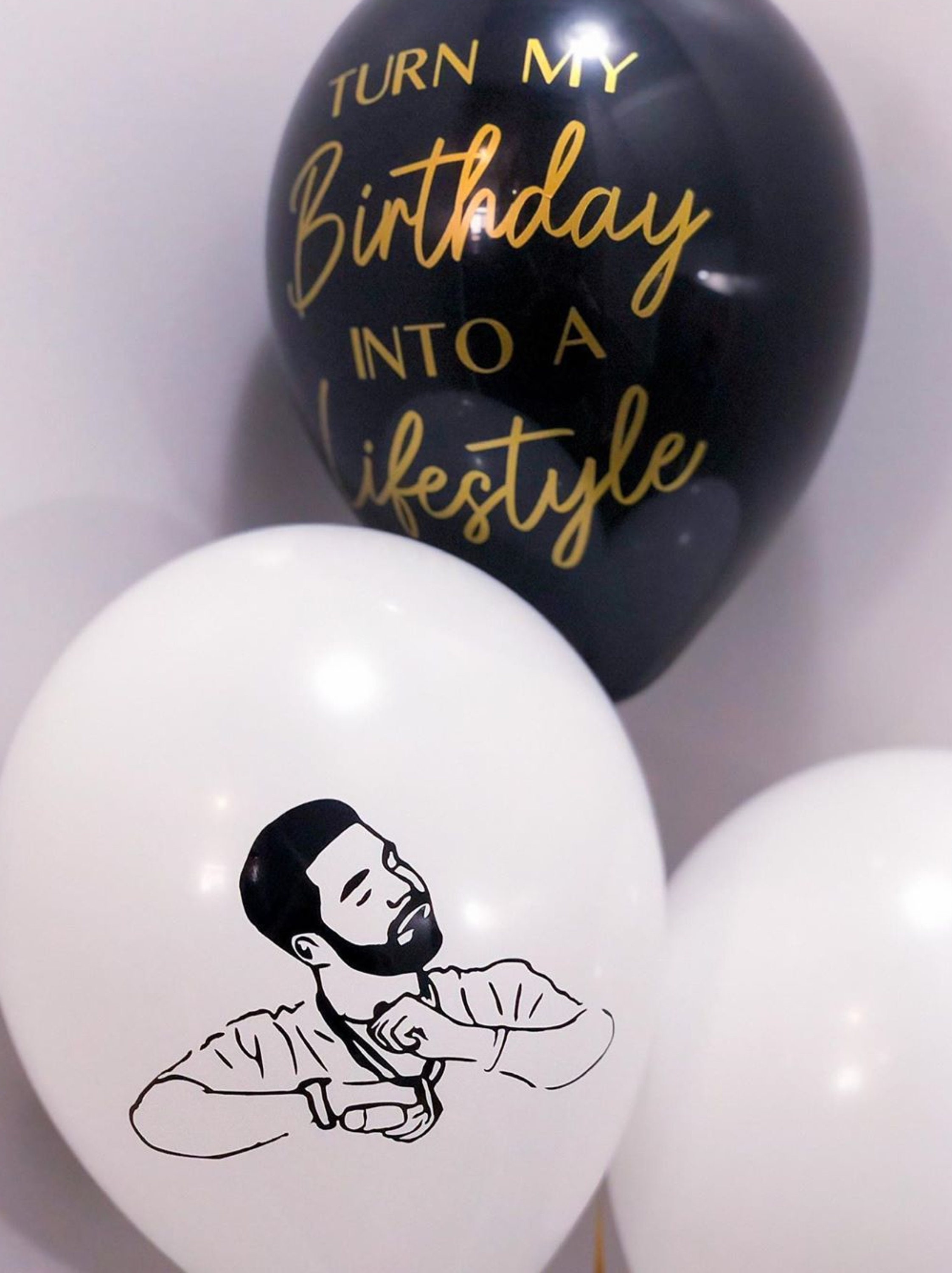 Drake birthday party white balloons Etsy