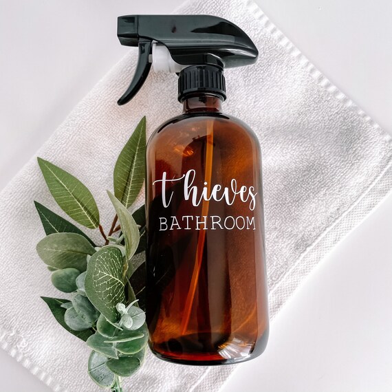 Thieves bathroom cleaner label young living essential oil Etsy