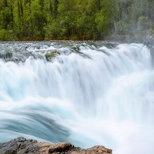 Lake Clark National Park Waterfall Digital Download, National Park Art, Alaskan Wilderness, Misty Waterfall, Waterscape,Summertime in Alaska