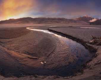 Medano Creek at Sunset Digital Download,Great Sand Dunes,Colorado Landscape,National Park Art,Desert Art,Travel Print,Scenic Landscape Photo