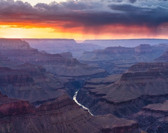 Grand Canyon Horizon Metal Print, National Park Art, Southwestern Art, USA Landmark, Arizona Landscape, Colorado River, Travel Print