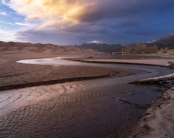 Medano Creek Sunset Digital Download,Great Sand Dunes NP,Colorado Landscape,National Park Art,Desert Art,Travel Print,Scenic Landscape Photo