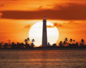 Loggerhead Light Shadowed by Sun Digital Download,Dry Tortugas NP,Sunset Photograph,Lighthouse Wall Art,Nautical Theme,Florida Keys,Fine Art