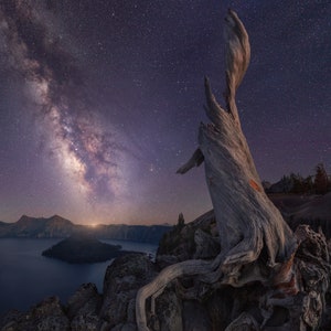 Crater Lake National Park Nightscape Digital Download, Milky Way Print, Starry Sky, Landscape Photo, National Park Art, Nightscape Decor