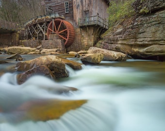 Babcock State Park Grist Mill Digital Download,Glade Creek,West Virginia Landscape,Fine Art Photograph,Waterscape Photograph, Flowing Stream