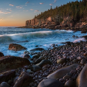 Boulder Beach at Acadia National Park Metal Print, Bar Harbor, Maine, National Park Art, Coastal Decor, Sunrise Photo, East Coast, Atlantic