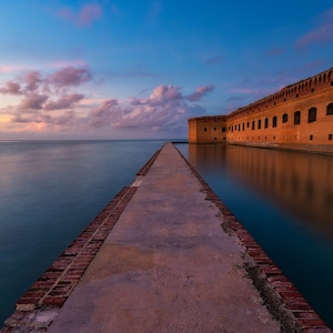 Sunset at Fort Jefferson Digital Download,Nautical Theme,Coastal Decor,Florida Beaches, USA Landmarks, Scenic Ocean Print, National Park Art