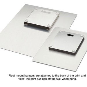 Puede incluir: Dos impresiones met&aacute;licas con colgadores de montaje flotante unidos a la parte posterior. Los colgadores est&aacute;n dise&ntilde;ados para "flotar" la impresi&oacute;n a 1,27 cm de la pared cuando se cuelga.