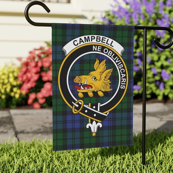 Personalized Scottish Clan Crest Flag, Scottish Clan Garden & House Banner, Scotland Clan Tartan Crest Gift