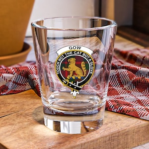 Scottish Clan Crest Tartan Shot Glass, Customizable Whiskey Sipper, Personalized Scotch Taster, Clan Souvenir, Scottish Gift, Tartan Lover
