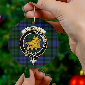 Personalized Scottish Clan Ceramic Ornament, Custom Family Name Crest Ornament, Scottish Clan Christmas Decoration, Surname Gift