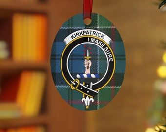 Kirkpatrick Clan Scottish Christmas Ornament, Kirkpatrick Crest Ornament, Scotland Christmas Decoration, Scottish Tartan Gift, Plaid Decor