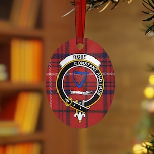 Clan Rose Scottish Christmas Ornament, Rose Tartan Crest Ornament, Scotland Christmas Ornament, Scottish Christmas Decoration