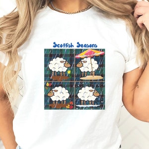 Scottish Seasons Unisex T-Shirt, Funny Scotland Shirt, Scottish Weather Gift T-Shirt