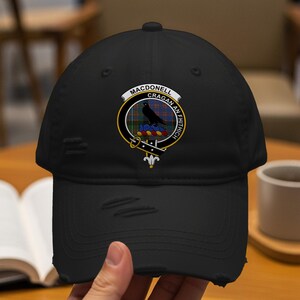 Macdonell Clan Crest Distressed Baseball Cap, Scottish Heritage Headwear, Ancestry Gift, Scotland Souvenir, Family Pride Apparel
