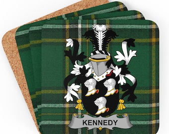 Personalized Irish Coat of Arms Coaster Set: Tartan Heritage Gift