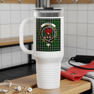 Currie Clan Crest Insulated 40oz Travel Tumbler, Scottish Heritage Gift, Tartan Tumbler, Family Reunion, Scottish Roots, Christmas Gift