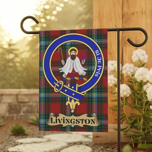 Livingston Clan Scottish Tartan Garden Banner, Livingston Family Crest Scotland Flag
