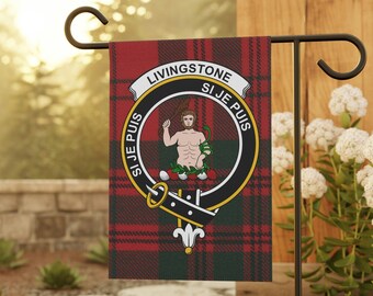 Livingstone Clan Scottish Tartan Garden Banner, Livingstone Family Crest Scotland Flag