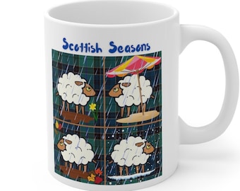 Scottish Seasons Tasse: Lustige Schottland Kaffeetasse, einzigartiges Trinkgefäß