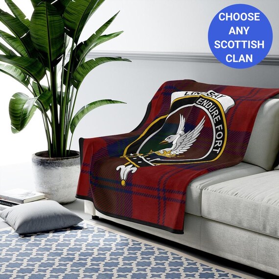 Lindsay Clan Crest Tartan Blanket Scottish Clan Crest Blanket Red Tartan Blanket Cozy Clan Blanket Home Decor Gift Etsy