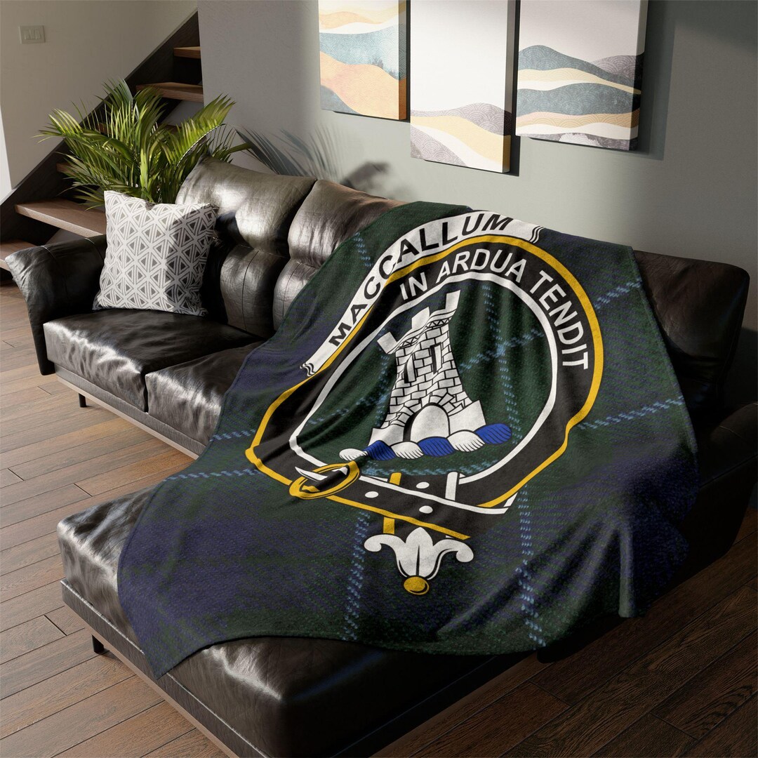 Scottish Tartan MacAlister Modern Clan Woven Blanket Crest Style