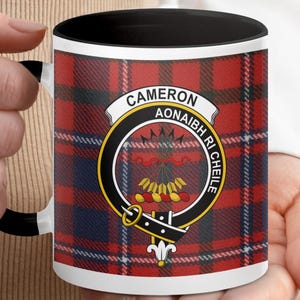 Cameron Clan Crest Tartan Mug, Scottish Heritage, Family Pride, Celtic Gift, Scotland Mug