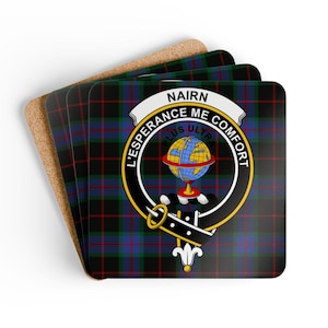 Nairn Clan Coaster Set: Scottish Tartan Design, Durable, Drink Coasters