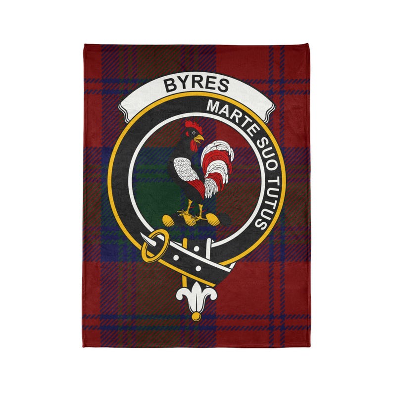Byres Scottish Clan Crest Tartan Blanket Soft Polyester Minky Blanket