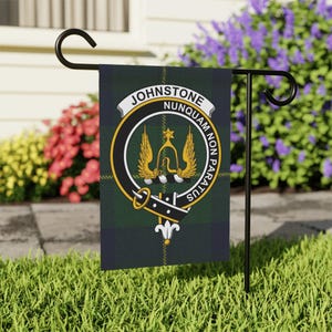Johnstone Clan Scottish Garden Flag, Outdoor Decor, Clan Crest Tartan Flag, Personalized Yard Sign, Scotland Family Heritage, Gift Idea
