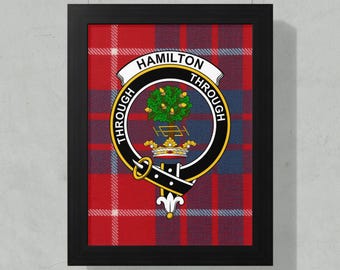 Hamilton Clan Crest Framed Poster, Scottish Tartan Art, Family Heritage Decor, Scotland Gift Idea, Ancestry Pride, Clan Symbol Print