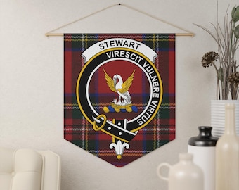 Stewart Clan Crest Tartan Pennant: Scottish Heritage, Display Decoration, Family Pride