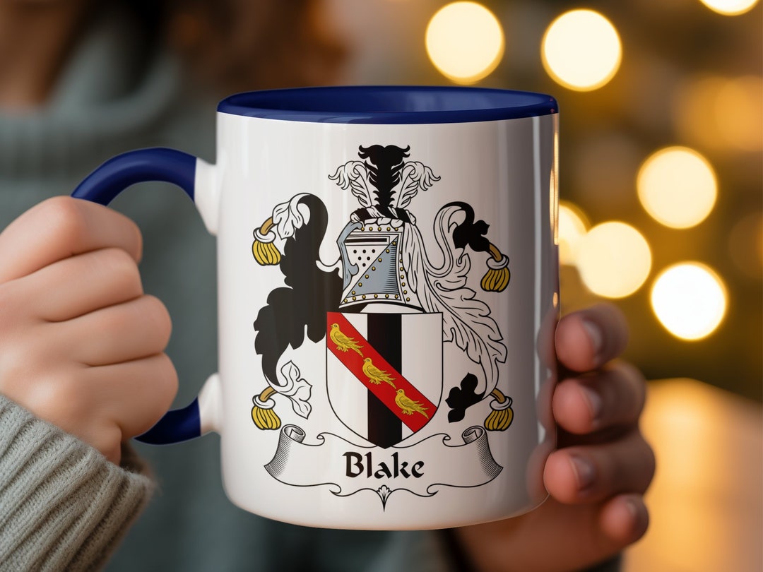 Blake Family Crest Coat of Arms 11 Oz and 15 Oz Mug Set, Heraldic ...