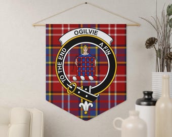 Ogilvie Clan Crest Tartan Pennant: Scottish Heraldry, Family Pride, Wall Decor