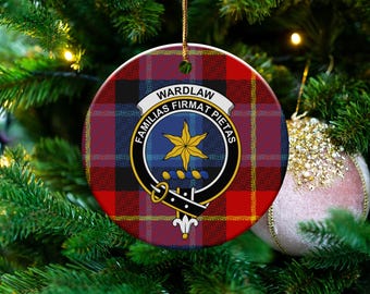 Wardlaw Scottish Clan Ornament, Scotland Family Crest Decor, Tartan Plaid Christmas Ornament, Scottish Gift, Wardlaw Heritage Ornament
