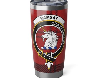 Clan Ramsay 20oz Vagabond-beker | Geïsoleerde reismok met Schotse Schotse ruit