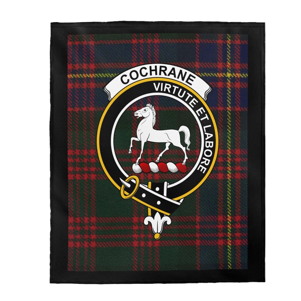 Clan Cochrane Scottish Tartan Crest Blanket | Etsy