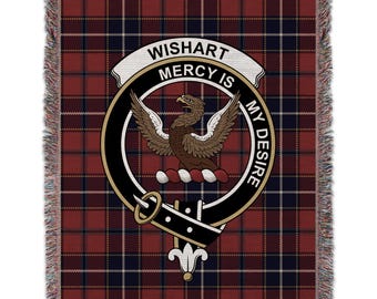 Wishart Scottish Clan Crest Tartan Decke, Familienwappen Decke, Wishart Clan Erbe, karierter Überwurf, Ancestor Decke
