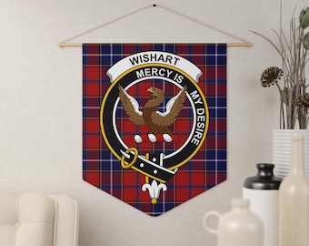 Wishart Clan Crest Pennant: Tartan Design, Scottish Heritage, Eagle Symbol