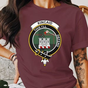 Kincaid Scottish Clan Crest T-Shirt, Sweatshirt, Hoodie, Tartan Plaid, Family Heritage, Scotland Gift, Ancestry, Scottish Pride