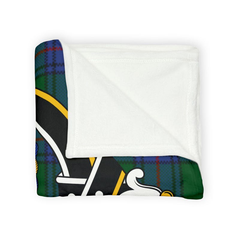Shaw Scottish Clan Crest Tartan Soft Minky Blanket, Cozy Clan Shaw