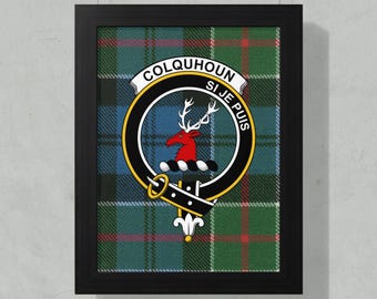 Colquhoun Clan Crest Framed Poster, Scottish Tartan Art Print, Family Heritage Decor, Scotland Gift, Ancestry Wall Art, Clan Symbol