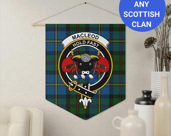 Clan Macleod Tartan Wall Pennant: Scottish Family Crest Decor