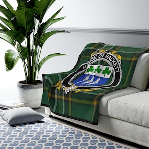 House Of Hackett Irish Tartan Blanket, Soft Irish Blanket, Irish Gift, Ireland Family Surname Blanket