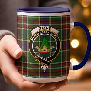 Gayre Clan Crest Mug, Scottish Tartan, Family Name Mug, Surname, Ancestry Gift, Scotland Mug