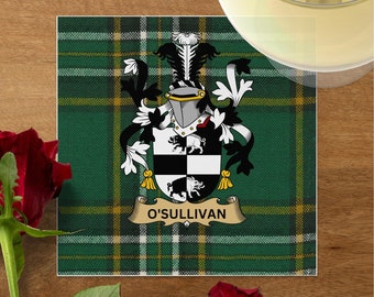 O'Sullivan Wappen Getränkeserviette, Irische Tartan Familientreffen, Hochzeit Tisch Dekor