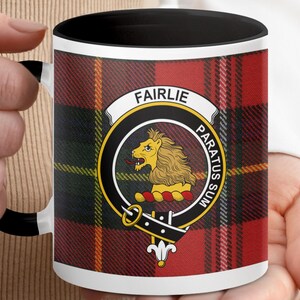 Fairlie Scottish Clan Crest Mug, Tartan Mug, Scottish Gift, Family Heritage Mug, Personalized Mug, Clan Pride Mug