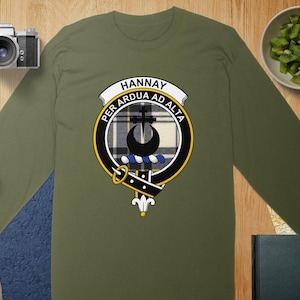 Scottish Clan Custom Crest Long Sleeve T-Shirt, Choose Any Clan | Personalized Tartan, Perfect Heritage Gift