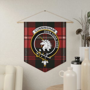 Cunningham Clan Scottish Tartan Pennant, Cunningham Family  Scottish Wall Hanging, Scottish Clan Wall Decoration, Scottish Gift