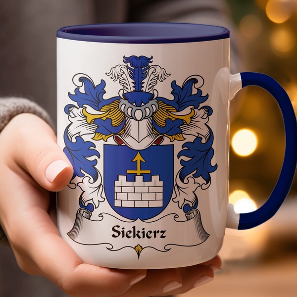Personalized Surname Coat of Arms, Custom Sicikierz Polish Heritage Mug, 11/15oz Coffee Cup